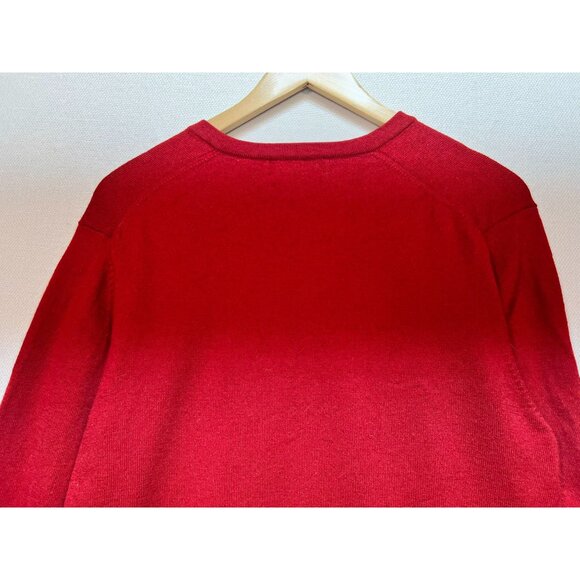 Brooks Brothers Mens V-Neck Wool Sweater Large Red Knit Pullover Cozy Casual - Picture 9 of 10